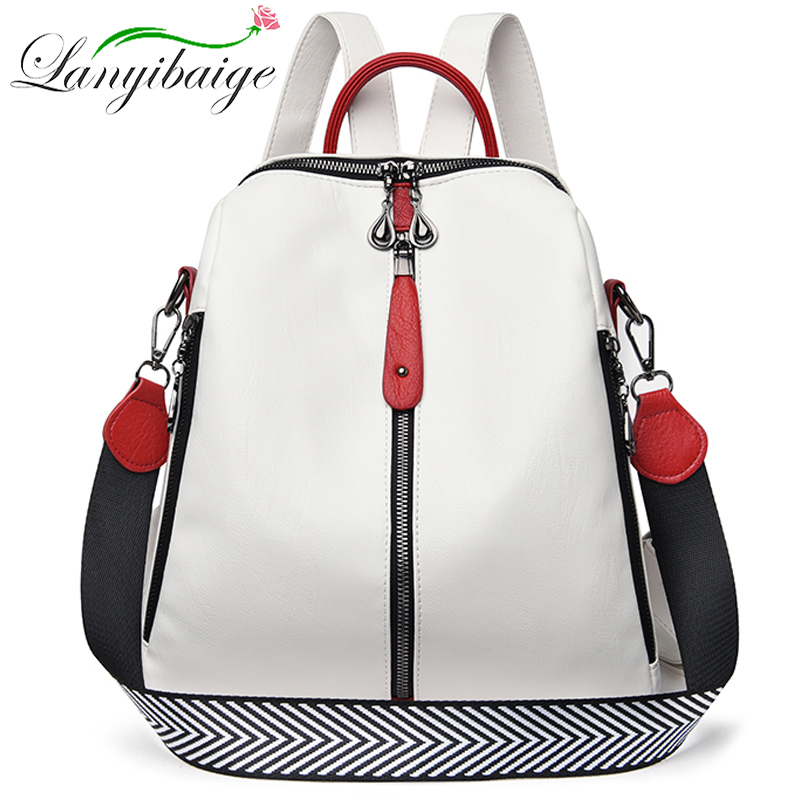 Women Bags White - Mochila de couro macio para mulheres,